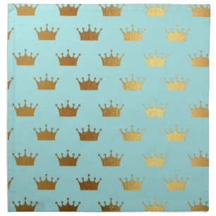 Gold Metallic Foil Crown Royal Teal Aqua Modern Napkin