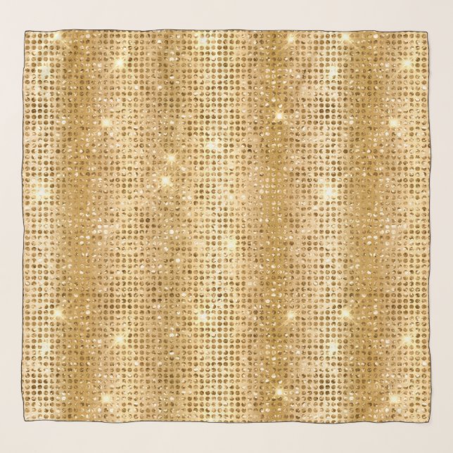 Gold Metallic Foil & Faux Glitter Glam Dots Scarf (Front)