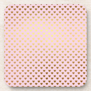 Gold Metallic Foil Heart Hearts Love Pink Modern Beverage Coaster