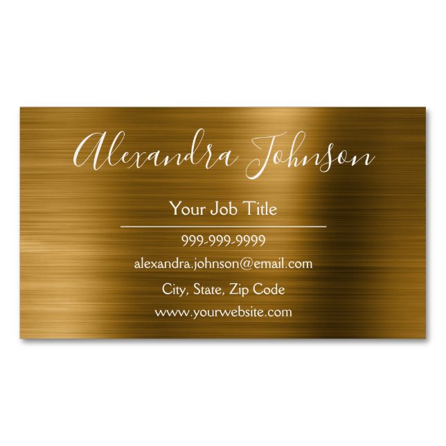 Gold Metallic Foil Modern and Elegant Business Card Magnet (Front)