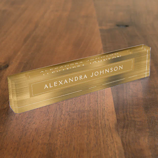 Gold Metallic Foil Modern Elegant Business Desk Name Plate | Zazzle