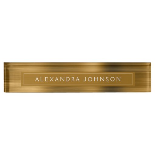Gold Metallic Foil Modern Elegant Business Desk Name Plate | Zazzle
