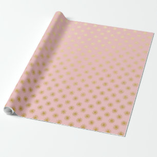 Gold Metallic Foil Polka Dots Pink Rose Modern Wrapping Paper