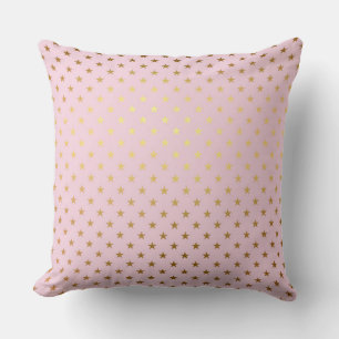 Gold Metallic Foil Star Stars Pink Rose Modern Throw Pillow