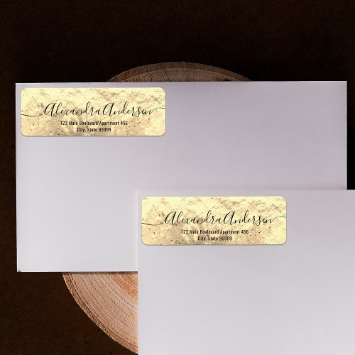 Gold Metallic Foil Stylish Chic Calligraphy Label