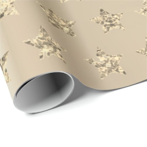 Gold Metallic Foxier Ivory Glitter VIP Stars Wrapping Paper
