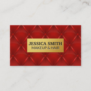 Gold Metallic Frame Red Upholstered Background Business Card