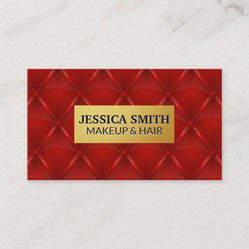 Gold Metallic Frame  Red Upholstered Background Business Card