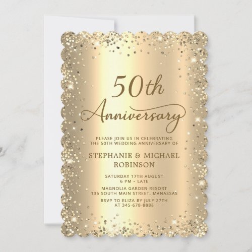 Gold Metallic Glitter 50th Wedding Anniversary