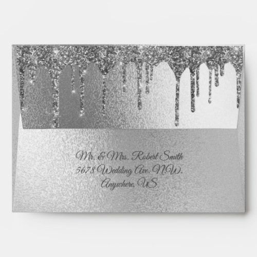 Gold Metallic Glitter Drip Elegant Chic Wedding En Envelope