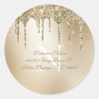 Gold Metallic Glitter Drip Elegant Monogram