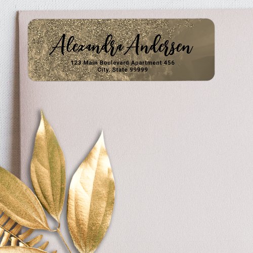 Gold Metallic Glitter Fancy Chic Calligraphy Label