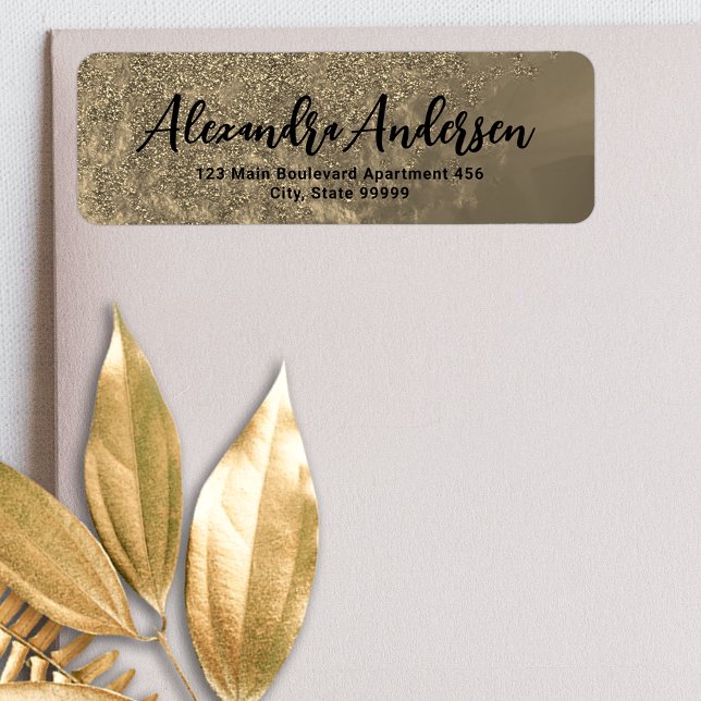 Gold Metallic Glitter Fancy Chic Calligraphy Label (Creator Uploaded)