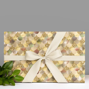 Gold Metallic Glitter Look Mermaid Scales Wrapping Paper