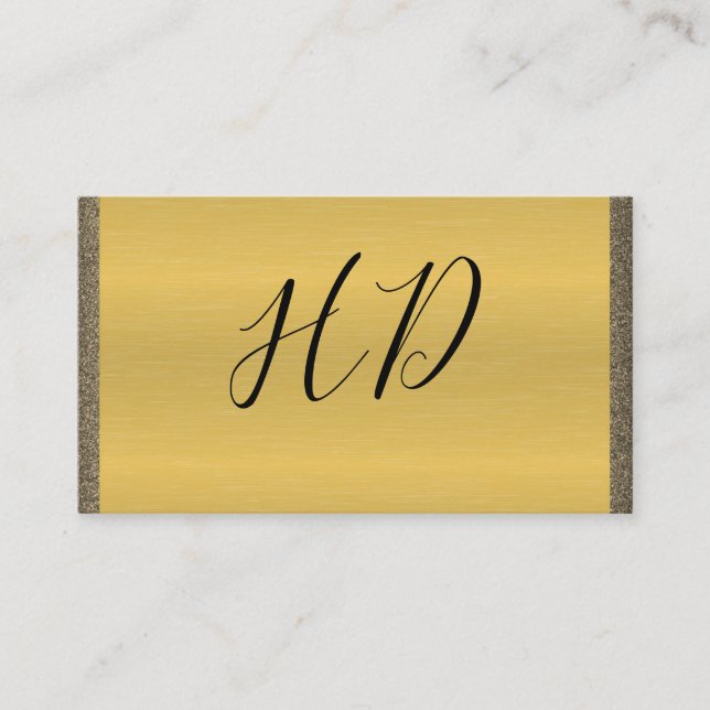 Gold Metallic | Glitter Trim Business Card (Front)