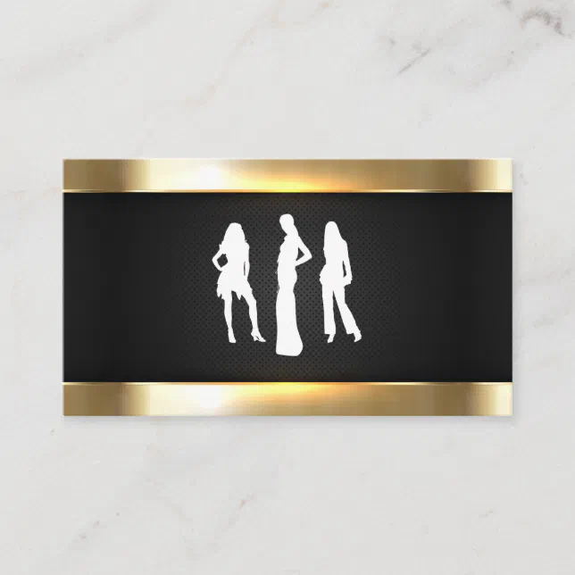 Gold Metallic | Glossy Metal Trim | Black Mesh Business Card | Zazzle