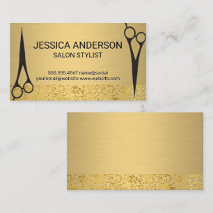 Gold Metallic   Gold Foil Flake   Salon Scissors Business Card