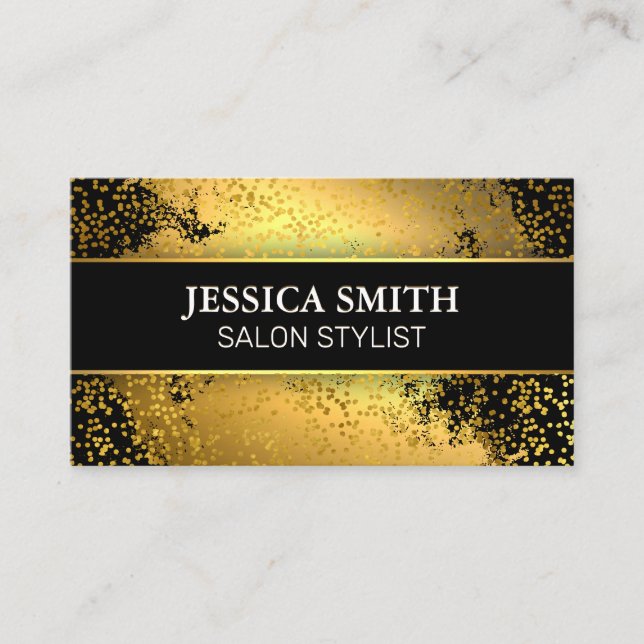 Gold Metallic | Gold Foil Specks Background Business Card (Front)