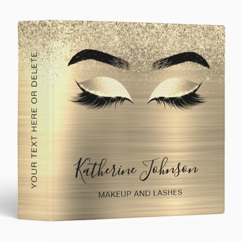  Gold Metallic Gold Glitter Script Beauty Salon 3 Ring Binder