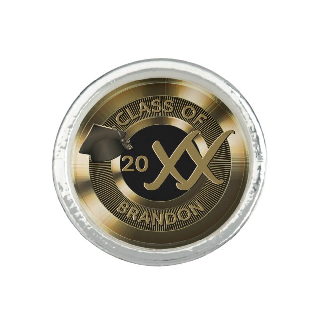 Gold Metallic Graduation Class Of Ring (Front)