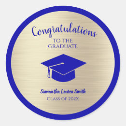 Gold Metallic Graduation Congrats Graduate Classic Round Sticker