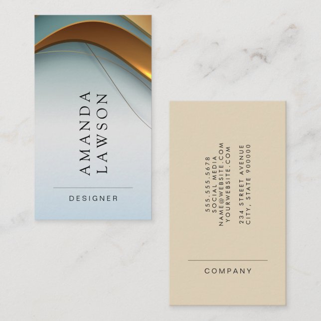 Gold Metallic Green Background Business Card (Front/Back)