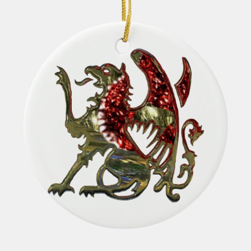 Gold Metallic Griffin Medieval Eagle Lion Ceramic Ornament