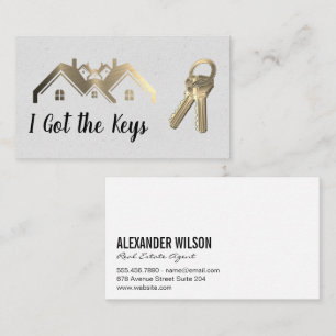 Gold Metallic Houses Logo Keys Business Card