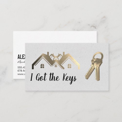 Gold Metallic Houses Logo  Keys Business Card