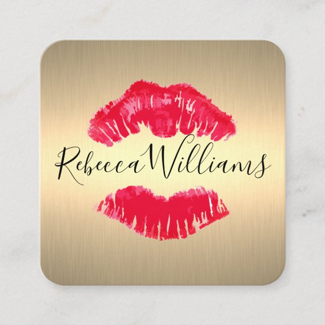 Gold Metallic / Kiss Square Business Card (Front)