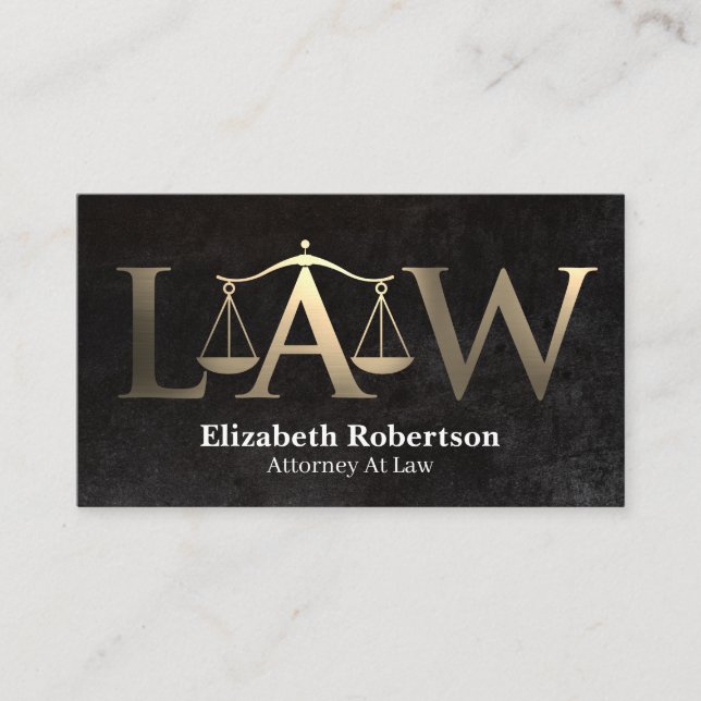 Gold Metallic Law | Justice Scales Business Card (Front)