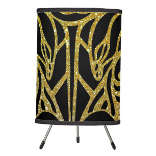 Gold Metallic Leopard Pattern on Black Lamp Shade
