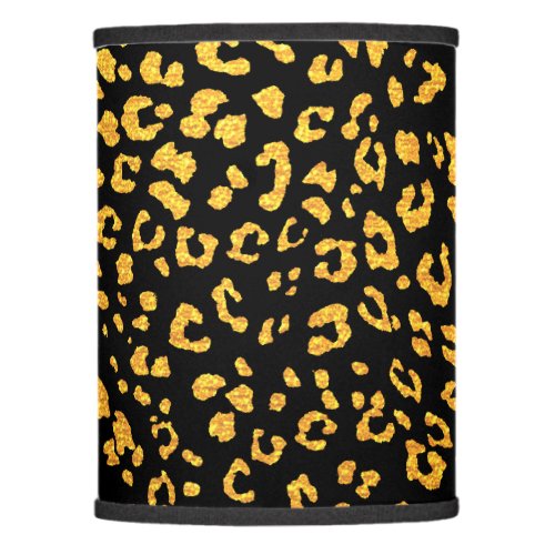 Gold Metallic Leopard Pattern on Black Lamp Shade