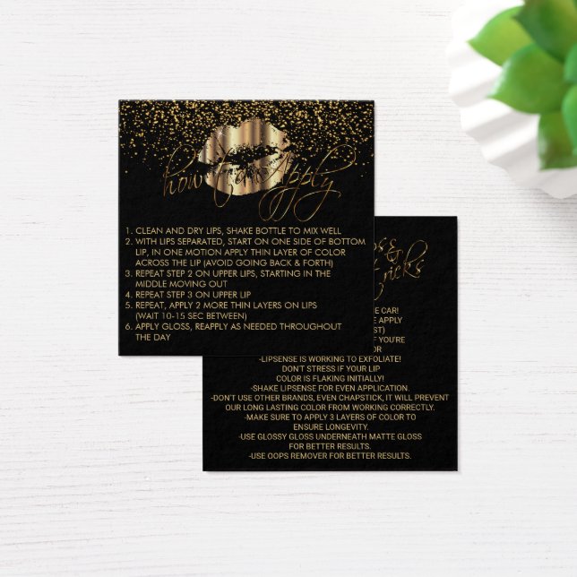Gold Metallic Lip Color Application Instructions (Desk)