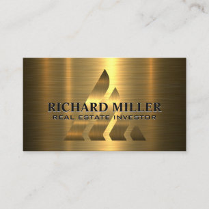 Gold Metallic Logo and Background Business Card