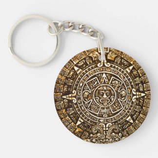 Gold Metallic Look Aztec Calender Key Chain