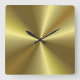 Gold Metallic Look Background Template Elegant Square Wall Clock