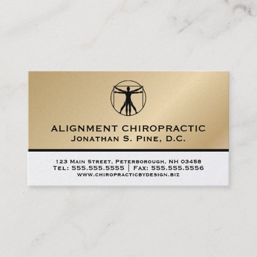 Gold Metallic-Look Chiropractic Business Cards