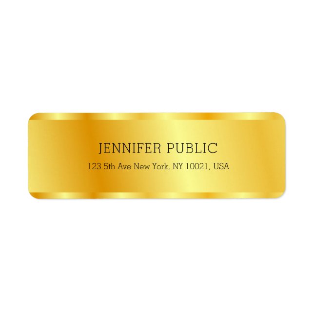 Gold Metallic Look Elegant Glamorous Custom Label (Front)