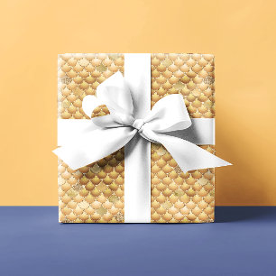 Gold Metallic Look  Mermaid Scales Wrapping Paper