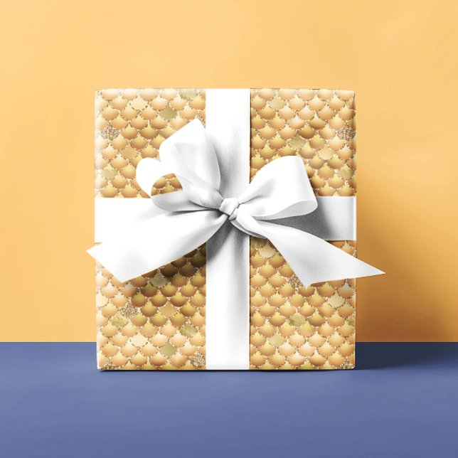 Gold Metallic Look  Mermaid Scales Wrapping Paper (Creator Uploaded)