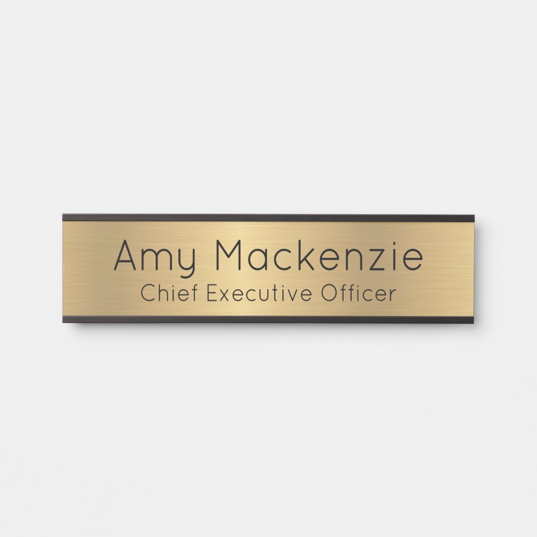 Gold Metallic Look Office Door Sign Name Plate | Zazzle