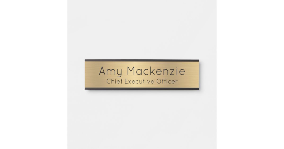 Gold Metallic Look Office Door Sign Name Plate | Zazzle