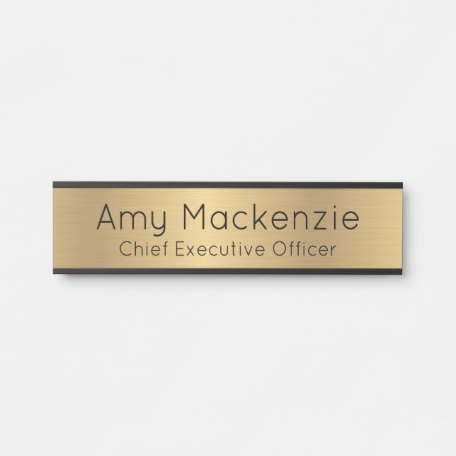 Gold Metallic Look Office Door Sign Name Plate (Front)