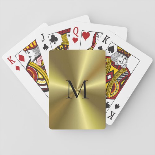 Gold Metallic Look Template Monogrammed Poker Cards
