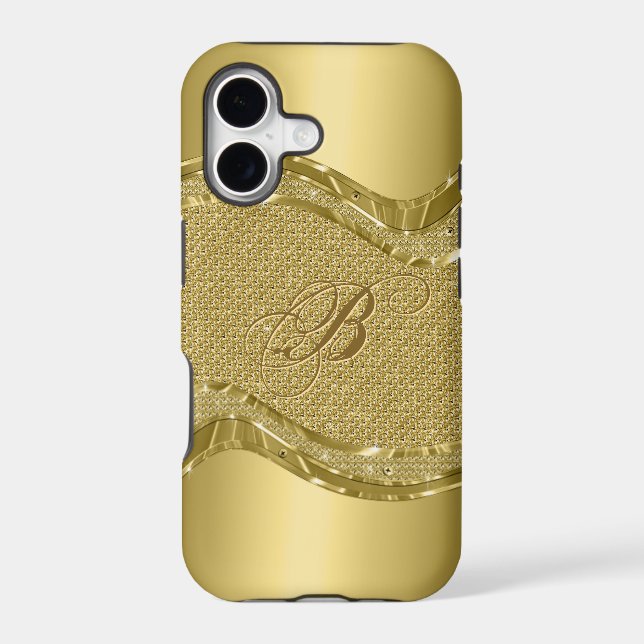 Gold Metallic Look With Diamonds Pattern Case-Mate iPhone Case (Back)