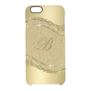 Gold Metallic Look With Diamonds Pattern Clear iPhone 6/6S Case