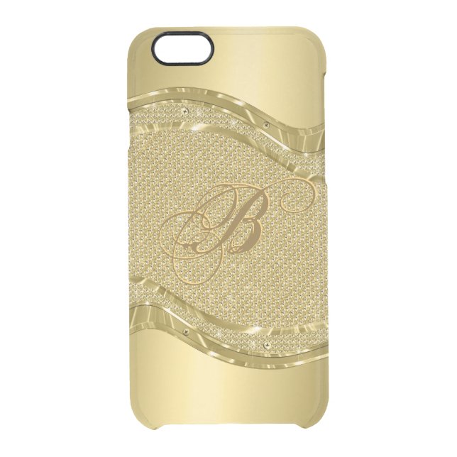 Gold Metallic Look With Diamonds Pattern Uncommon iPhone Case (Back)