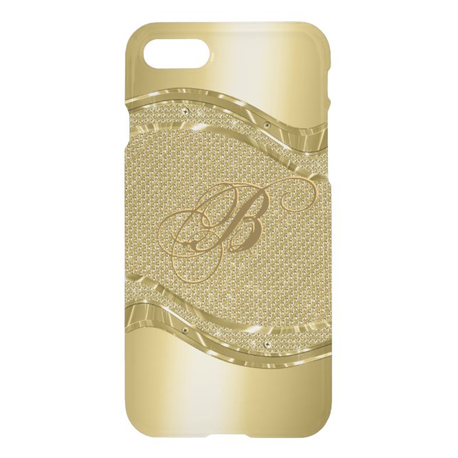 Gold Metallic Look With Diamonds Pattern Uncommon iPhone Case (Back)