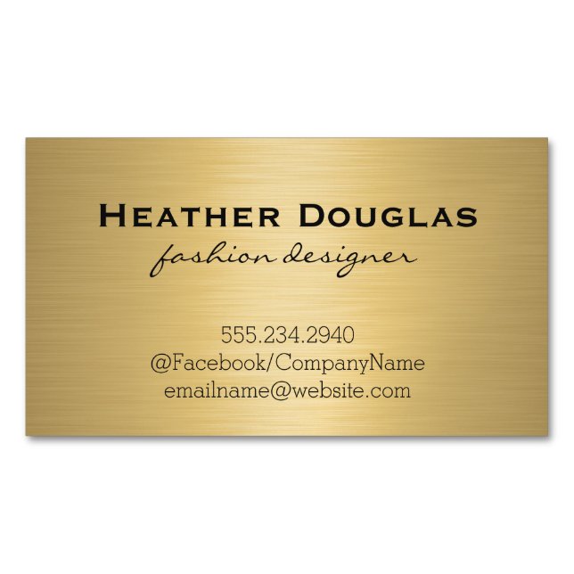 Gold Metallic Lux Business Card Magnet (Front)